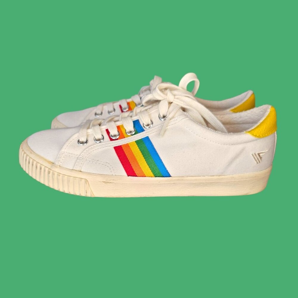Gola Tennis Mark Cox Rainbow II Sneakers Shoes Canvas White Womens Sz 7 EU 38